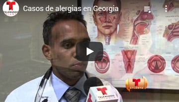 Dr. Chacko discussing allergy treatments on Telemundo